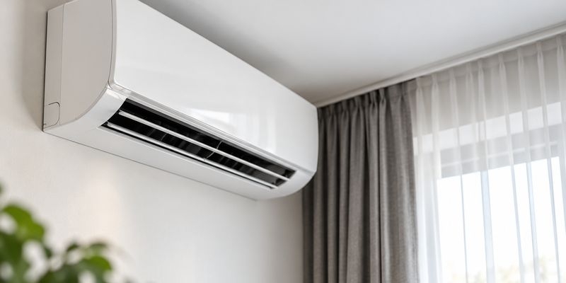 Unité de climatisation et pompe à chaleur installée dans un salon